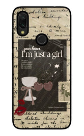I am just a girl Redmi Y3 Glass Case